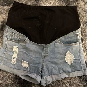 Maternity Jean Shorts with over the belly band